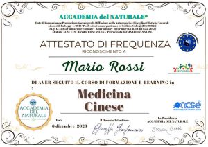 Attestato Corso Medicina Cinese