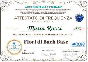 attestato corso fiori di Bach base