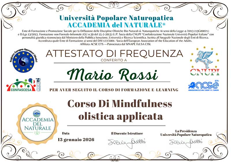 Attestato corso Mindfulness