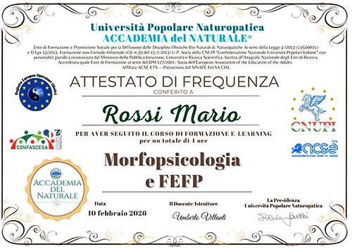 Attestato corso Morfopsicologia
